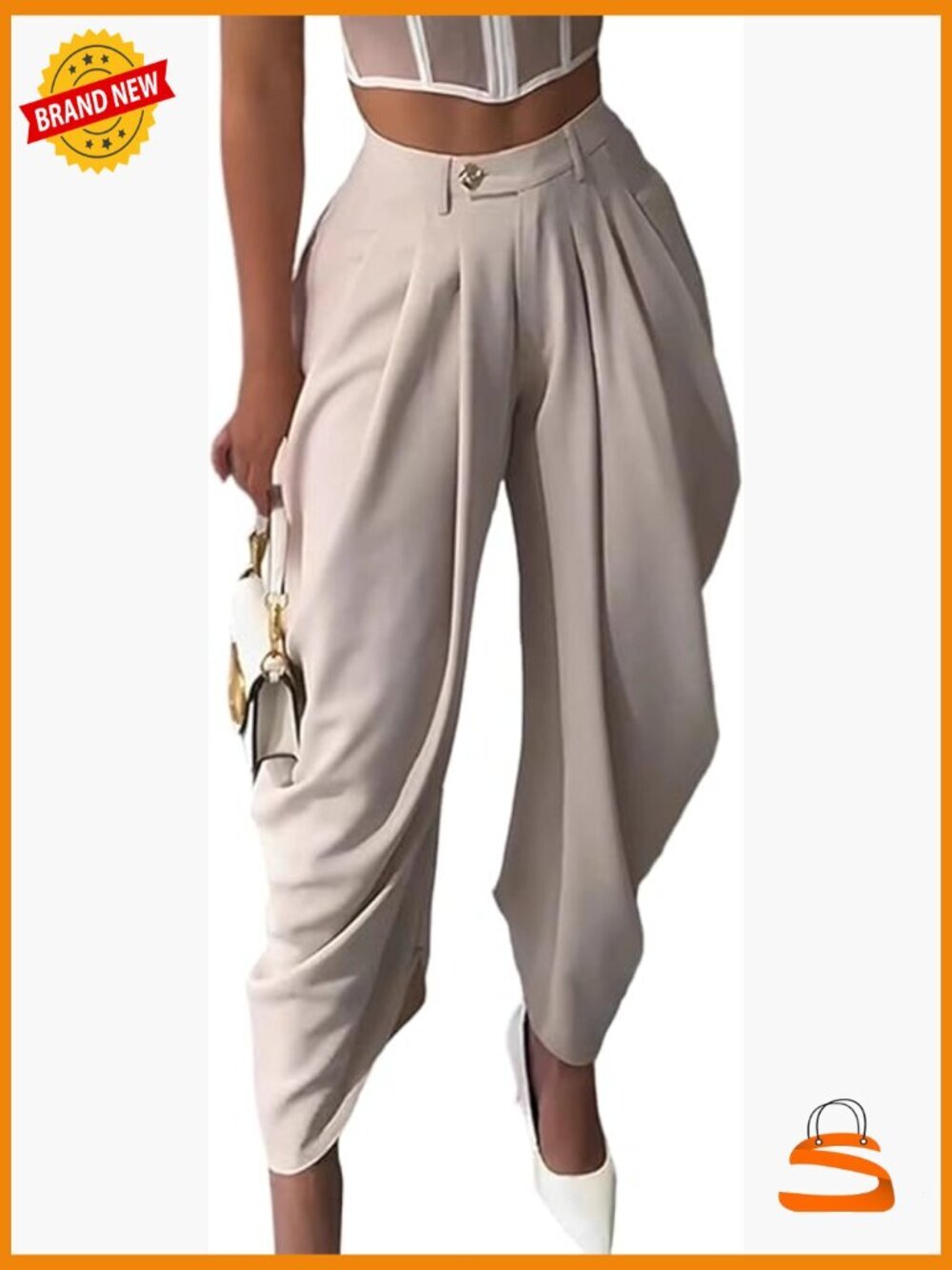 High Waisted Wide Leg Dress Slacks Pleated Work Pants Trousers